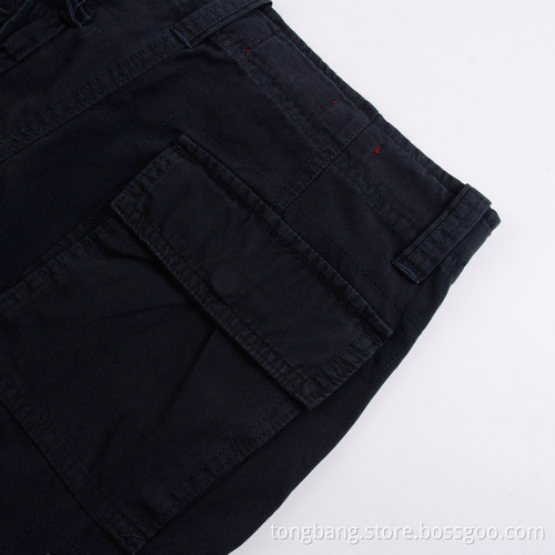 Fashion Style Knee Length Black Cotton Cargo Shorts
